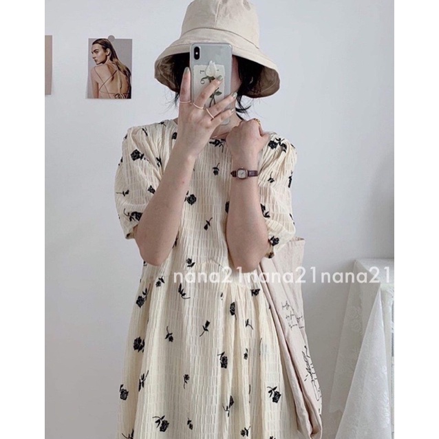 Váy hoa thô nhăn Nana21 Nanastore21