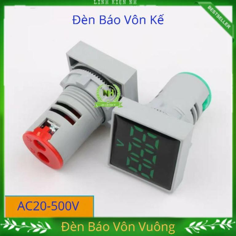 Đèn Báo Vôn Kế Hiển Thị Kỹ Thuật Số AC20-500V Báo Vôn Vuông