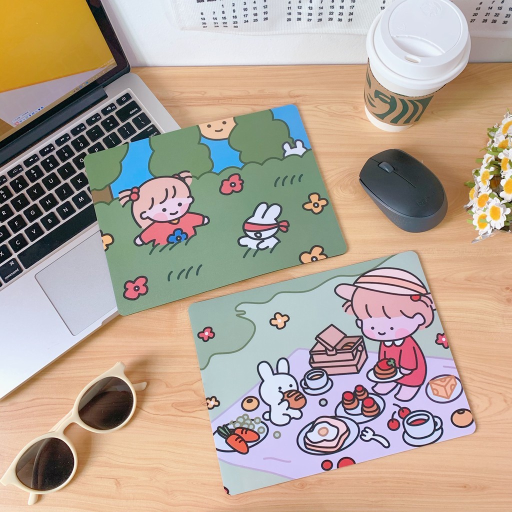 Miếng Lót Chuột, Bàn Di Chuột Mouse Pad Không Thấm Nước Hình Bé Gái Cute