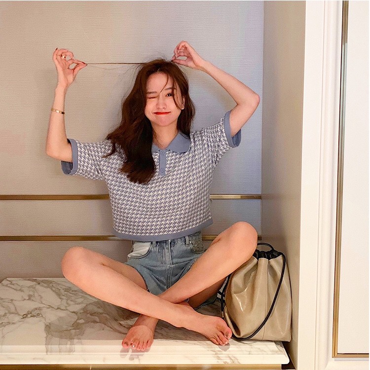 [SIÊU SALE] Áo Croptop Polo Dệt Kim Caro Xinh Xắn | BigBuy360 - bigbuy360.vn