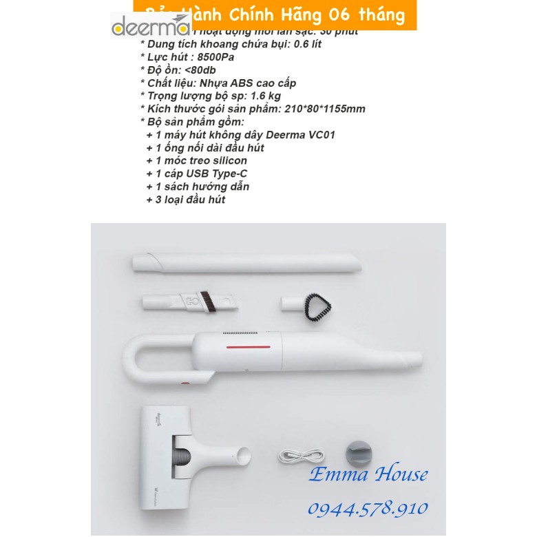 Máy Hút Bụi Cầm Tay Mini Không Dây Deerma VC01, BẢO HÀNH CHÍNH HÃNG 06 Tháng, Bản Tiếng Anh | BigBuy360 - bigbuy360.vn