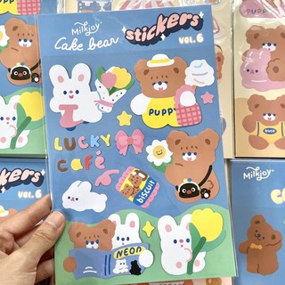 Tấm sticker gấu chống nước trang trí sổ, laptop, điện thoại, nón bảo hiểm cute