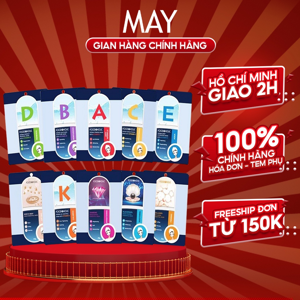 Combo 10 Mặt Nạ MIX Dưỡng Da Toàn Diện FOODAHOLIC Mask 23gx10