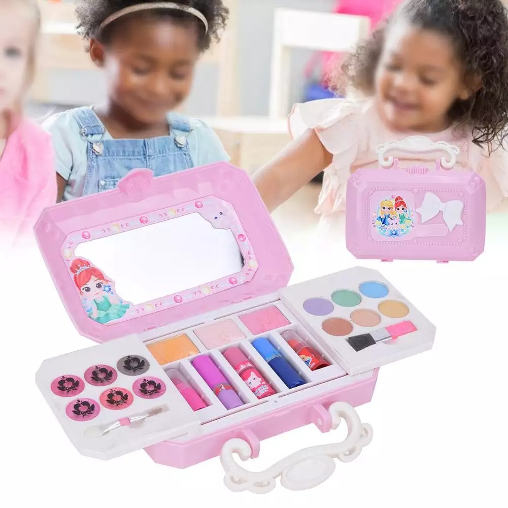 Set hộp mỹ phẩm trang điểm mini không độc hại an toàn cho bé phong cách Nữ hoàng băng giá Disney