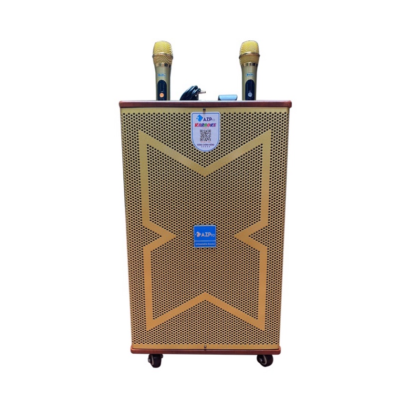 Loa Kéo Bluetooth Di Động Karaoke Công Suất Lớn Azpro AZ-1295A 3 Tấc Bass 30cm Kèm 2 Mic Chống Rú Cực Tốt Hát