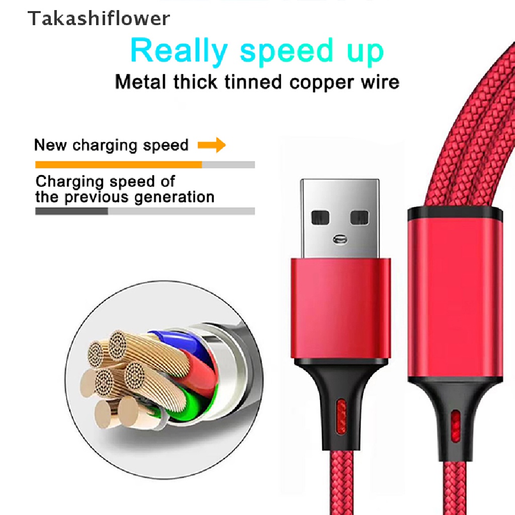 Cáp Sạc Nhanh Takashiflower / 2.4A / 5A 3 Trong 1 Cho Xiaomi