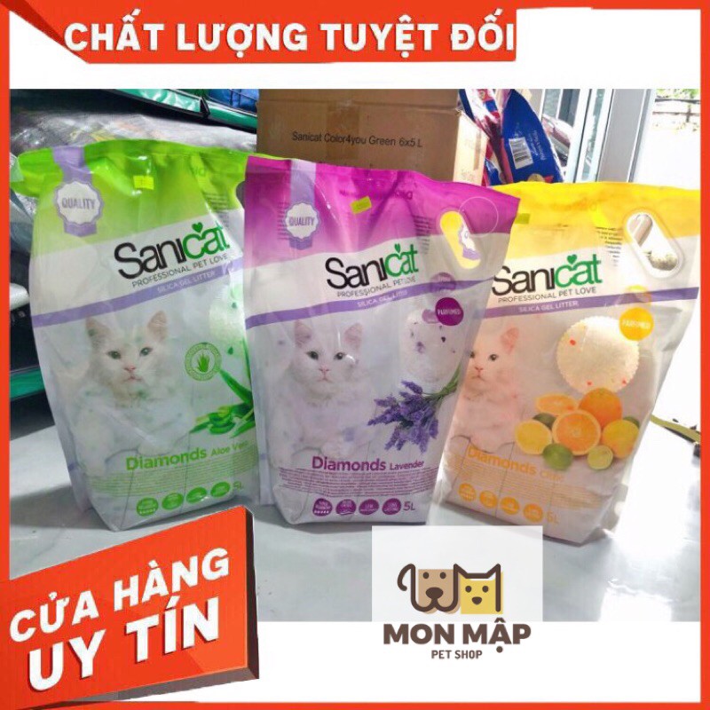 CÁT VỆ SINH THUỶ TINH KHÔNG MÙI SANICAT 5l CHO CHÓ MÈO