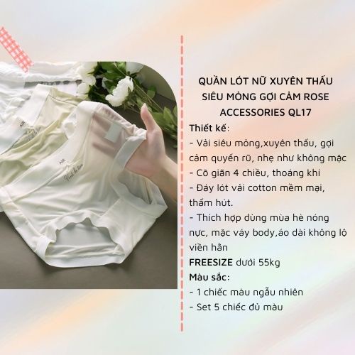 Quần lót nữ tàng hình siêu mỏng xuyên thấu Rose Accessories QL17