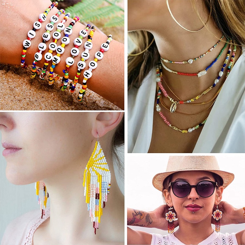 Hạt Xỏ Vòng Tròn In Chữ Làm Trang Sức Thủ Công