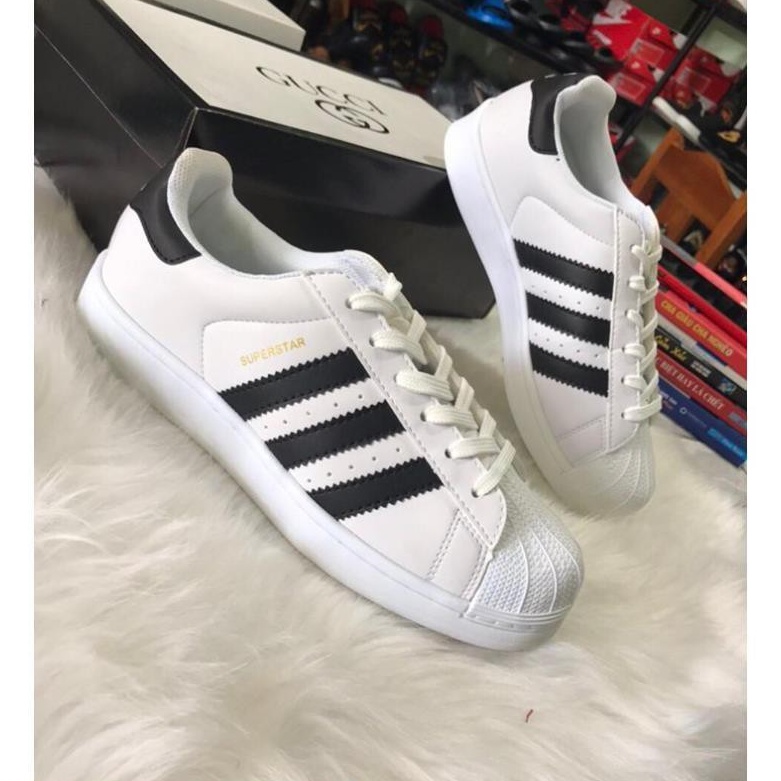 Giày adidas mũi trơn trắng 3 sọc FULL BOX