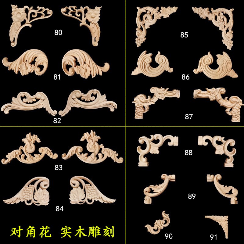 Miếng Dán Trang Trí Góc Quạt Bằng Gỗ Chạm Khắc Hoa Văn Phong Cách Trung Hoa Độc Đáo