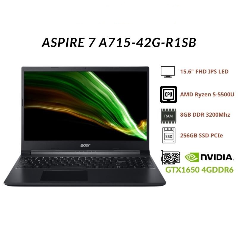 Laptop Acer Gaming Aspire 7 A715-42G-R1SB (Ryzen R5-5500U | 8GB | 256GB | GTX 1650 4GB | GTX 1650 4GB | 15.6 inch FHD ) | BigBuy360 - bigbuy360.vn