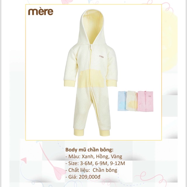 Body chần bông có mũ MÈ RE
