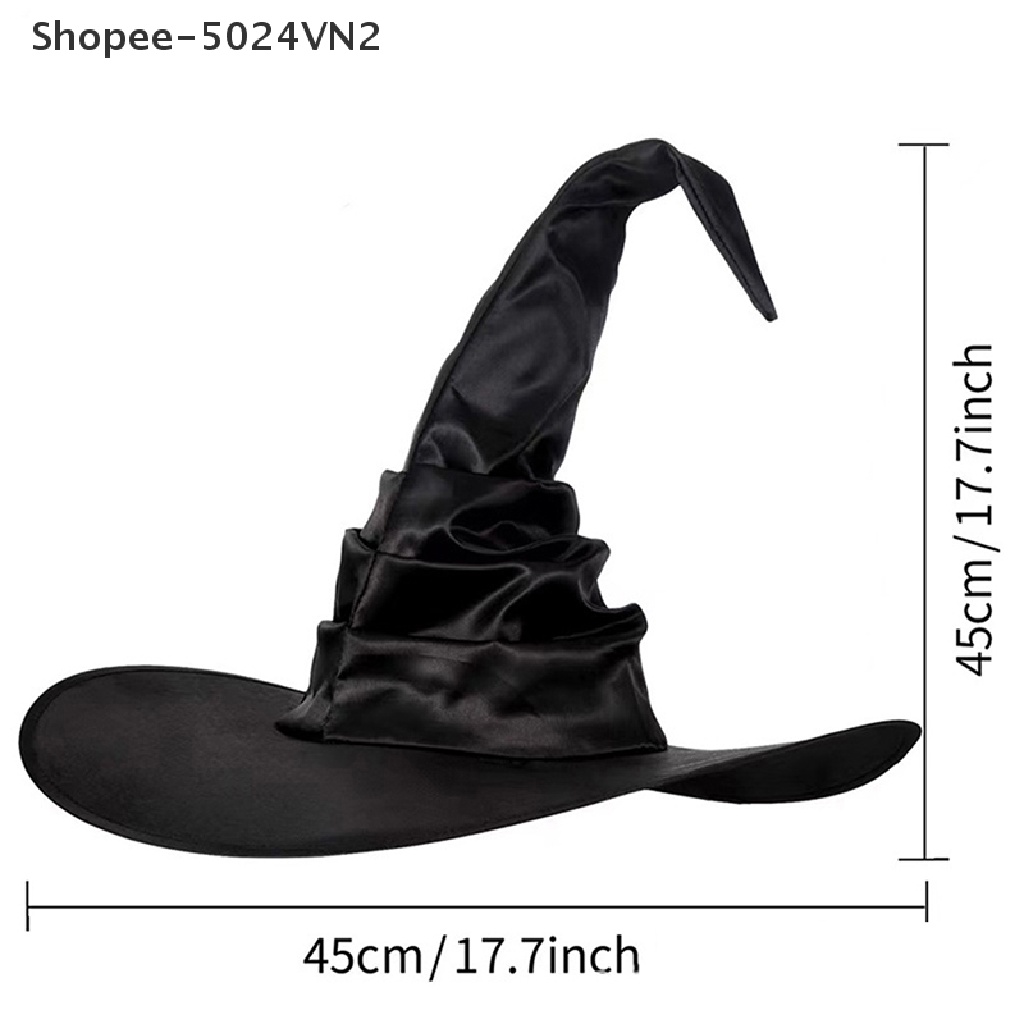 [Mới &amp; Halloween &amp; Halloween] Mũ Phù Thủy Gấp Góc Màu Đen Cho Nam Và Nữ.