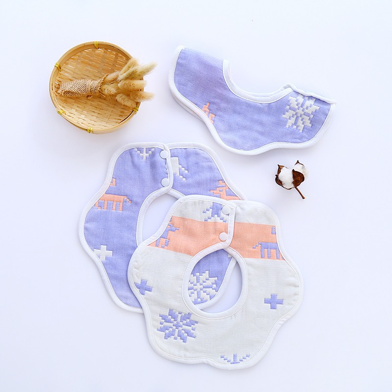 Yếm ăn cotton hình bông hoa in họa tiết xinh xắn dành cho các bé