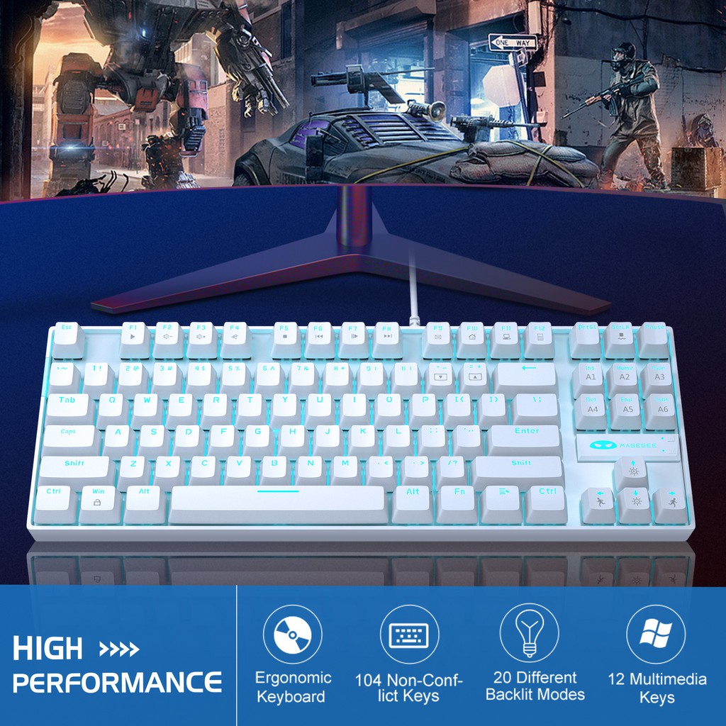 Bàn Phím Cơ Gaming Có Dây Magegee MK-STAR 87 Phím Cho Laptop / Windows / Pc