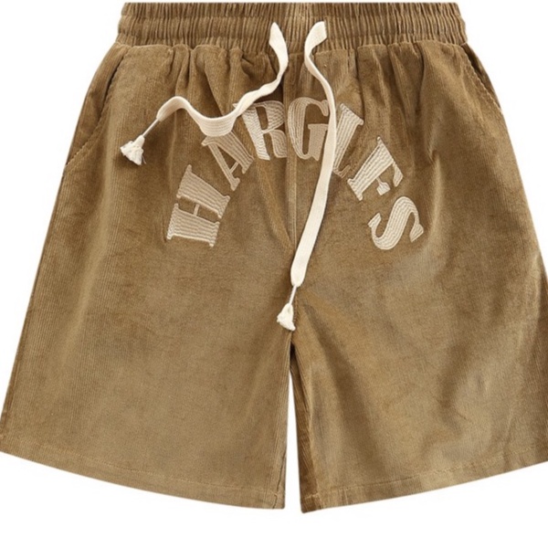 {Quần Short Nam Nữ Vải Nhung Kẻ Sọc Thêu Chữ Cái Phong Cách Mỹ Retro Đơn Giản Thời Trang Mùa Hè (M-2XL)