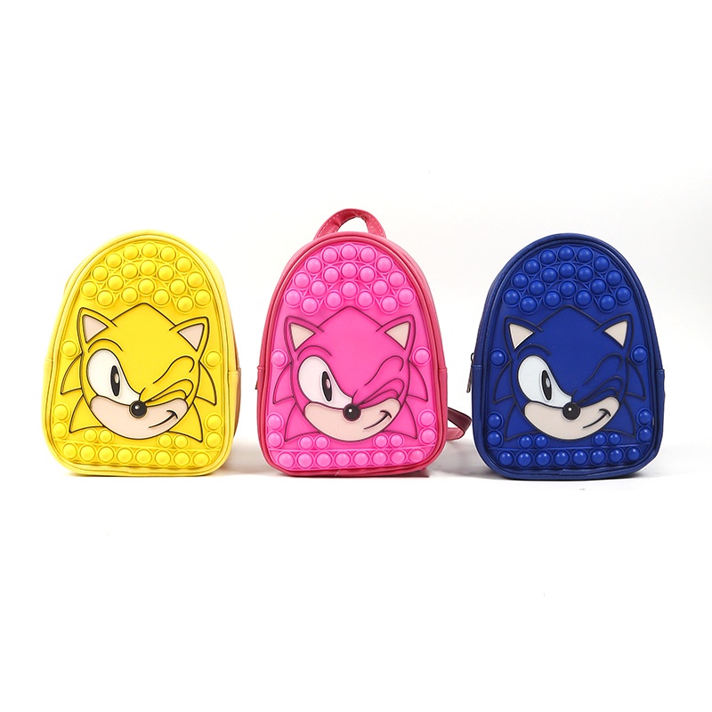 Balo Đi Học In Hình Sonic Pop It Có Dây Đeo Vai Điều Chỉnh Được Cho Trẻ Em