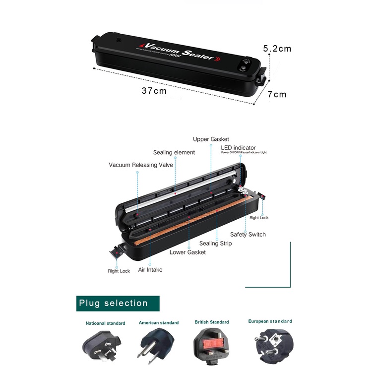 Máy Hút Chân Không Đóng Gói Thực Phẩm Vacuum Sealer Bảo Quản Thực Phẩm Tiện Ích Cho Gia Đình