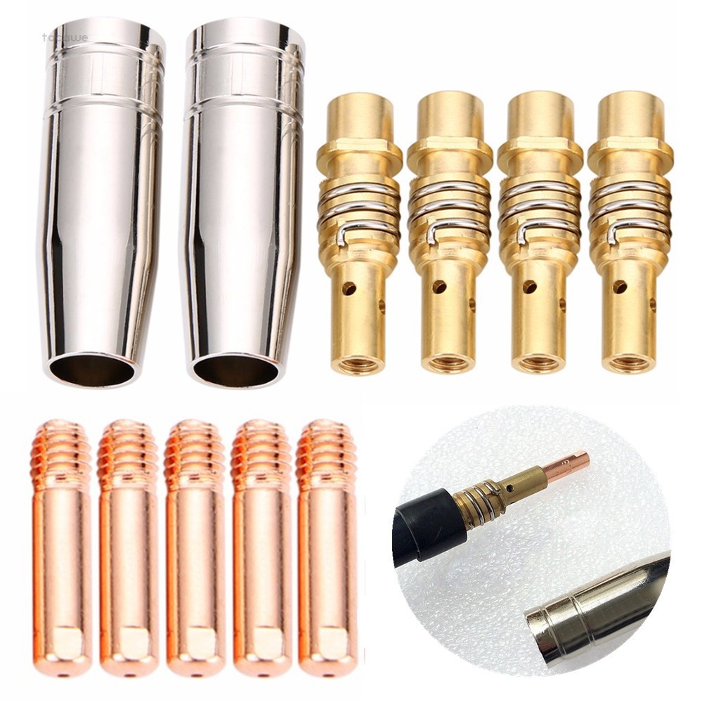 Set 11 phụ kiện gồm béc hàn/ khớp nối/ chụp khí cho súng hàn MIG 0.040" chất lượng cao