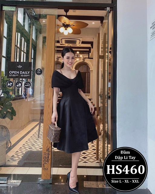 Đầm bigsize nữ dập li thiết kế dáng xòe dự tiệc sang chảnh HS460 - Màu trắng đen - size 55-90kg L XL XXL