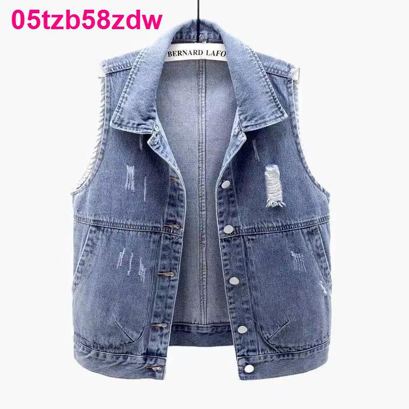 Denim vest nữ phong cách ngắn 2021 mùa xuân và thu phiên bản mới của Hàn Quốc chiếc áo không tay có mũ trùm đầu1