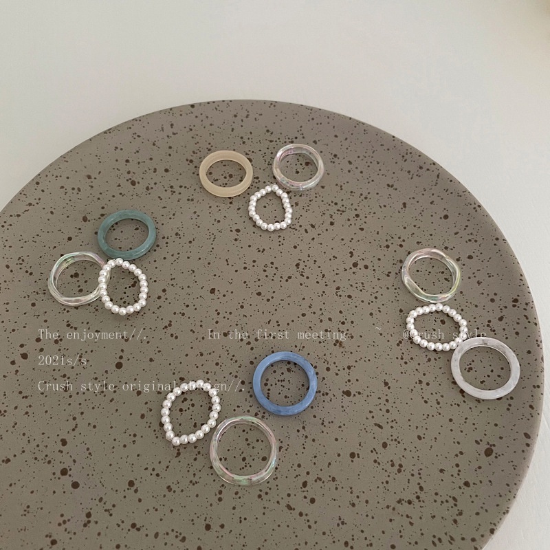 Bộ Nhẫn Đính Ngọc Trai Phong Cách Hàn Quốc Thời Trang Dành Cho Nam Và Nữ