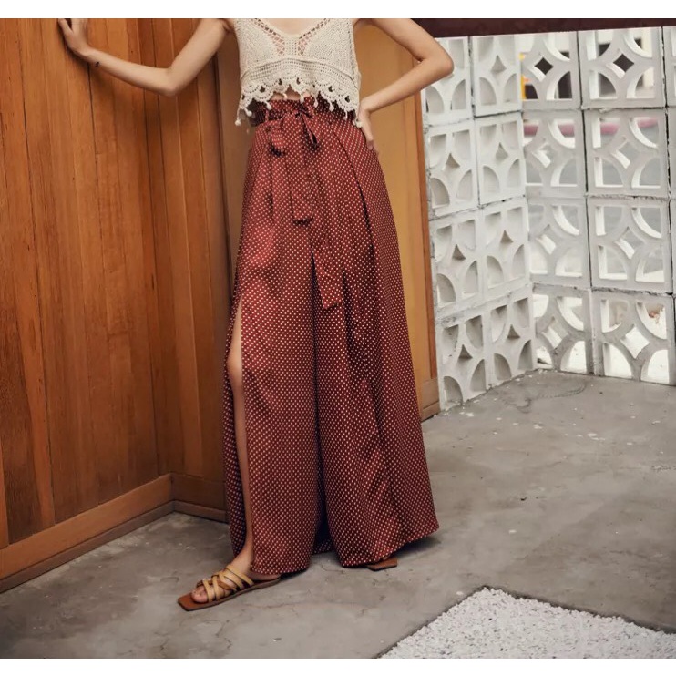 Quần ống rộng culottes bohemian cạp cao siêu hách chân, ống quần xẻ tà lên dáng cực xinh chuẩn hàng Quảng Châu