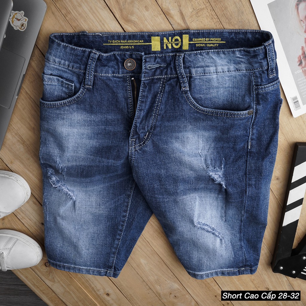Quần short jean nam cao cấp, quần Jean Bụi SMF