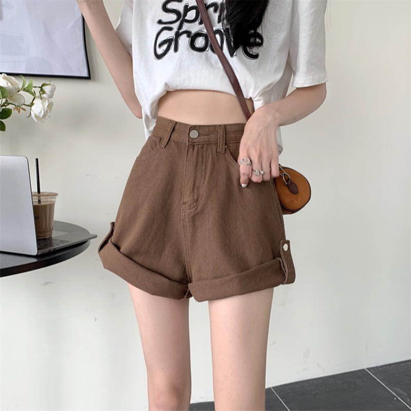 Quần Short Jean Lưng Cao Plus Size Cho Nữ