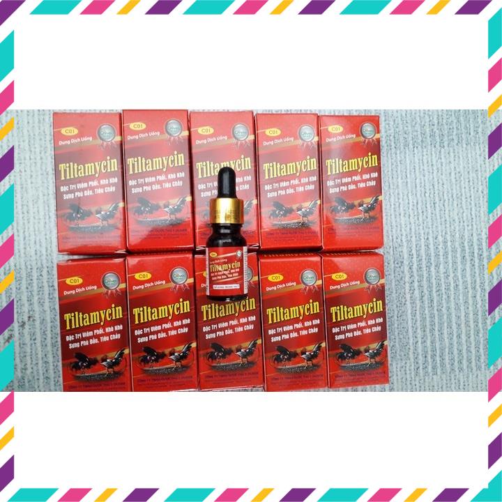 Thú Y. Tiltamycin 10ml. Viêm phổi, khò khè, sưng phù đầu, tiêu chảy, tím mào gà đá, chim cảnh