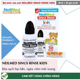 [CHÍNH HÃNG] Bộ bình rửa mũi dành cho Trẻ em NEILMED SINUS RINSE kèm 30 gói muối [Nelmed, neomed, nelmet]
