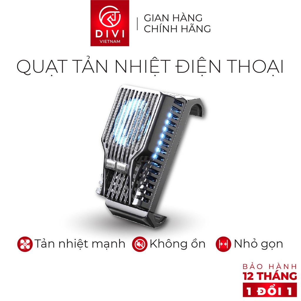 Quạt tản nhiệt điện thoại DIVI E725 LED Tản nhiệt nhanh - Hàng phân phối chính hãng - Bảo hành 12 tháng 1 đổi 1