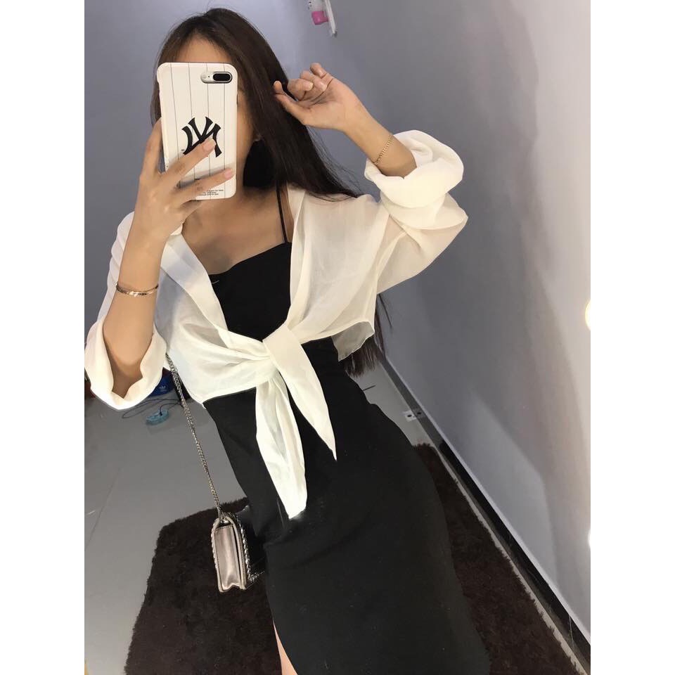 [ RẺ VÔ ĐỊCH ] Áo sơ mi vải voan thắt eo xinh U24112 hình thật