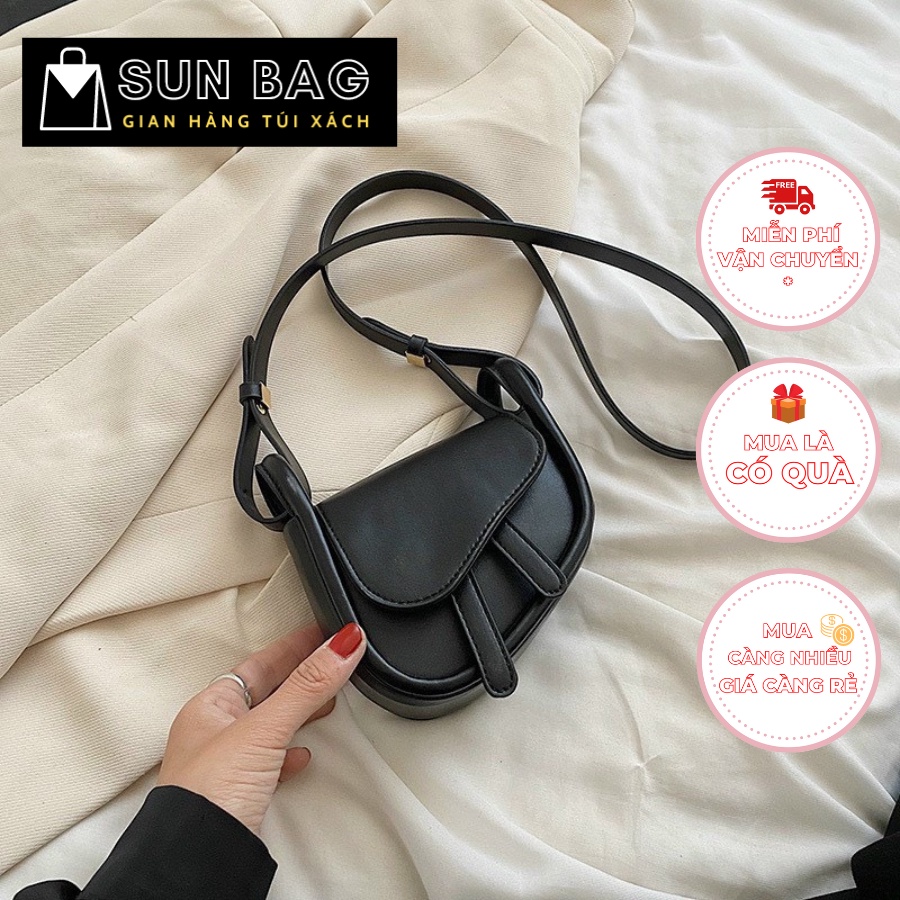 Túi xách mini nữ đeo chéo, đeo vai, kẹp nách, ken viền, dáng yên ngựa, da trơn cao cấp, nhẹ nhàng tiểu thư SB268