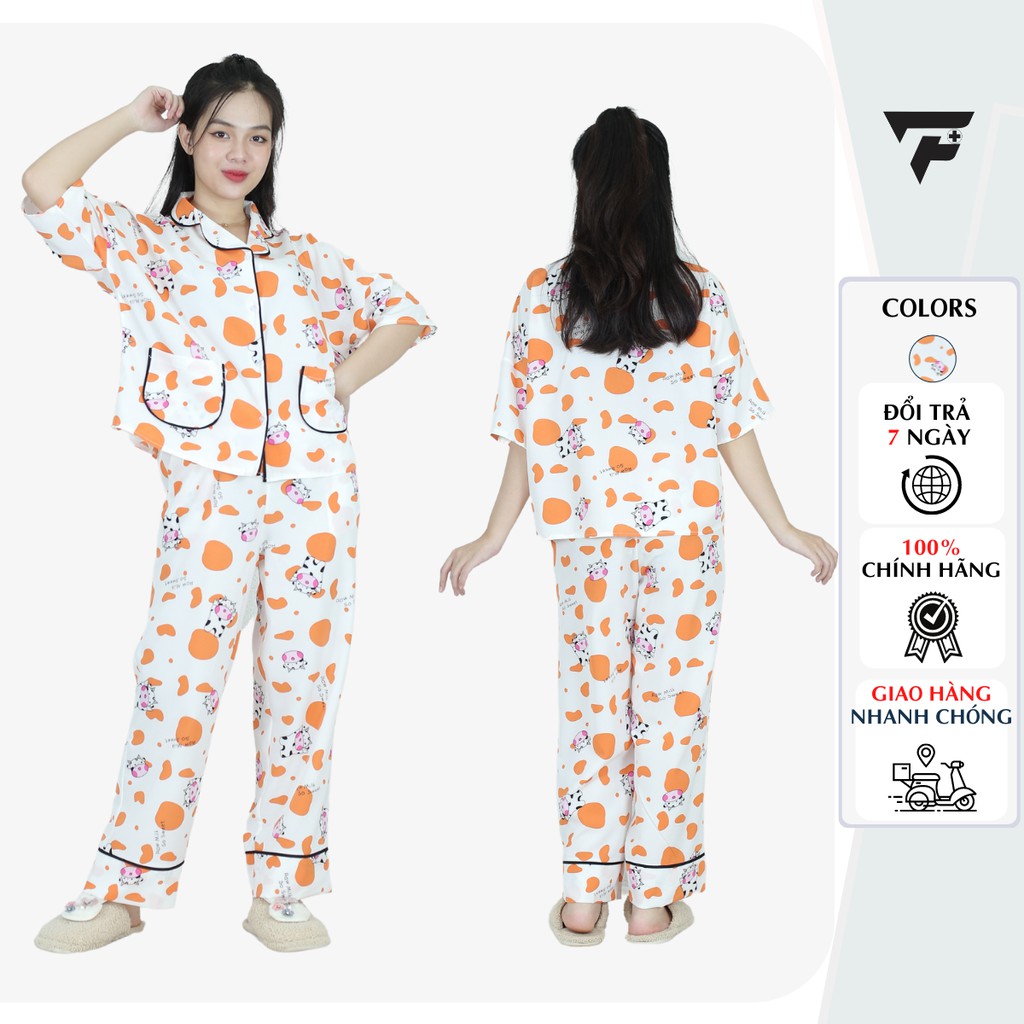 Bộ pijama cánh dơi bò sữa quần dài tay ngắn sang chảnh FPLUS 302