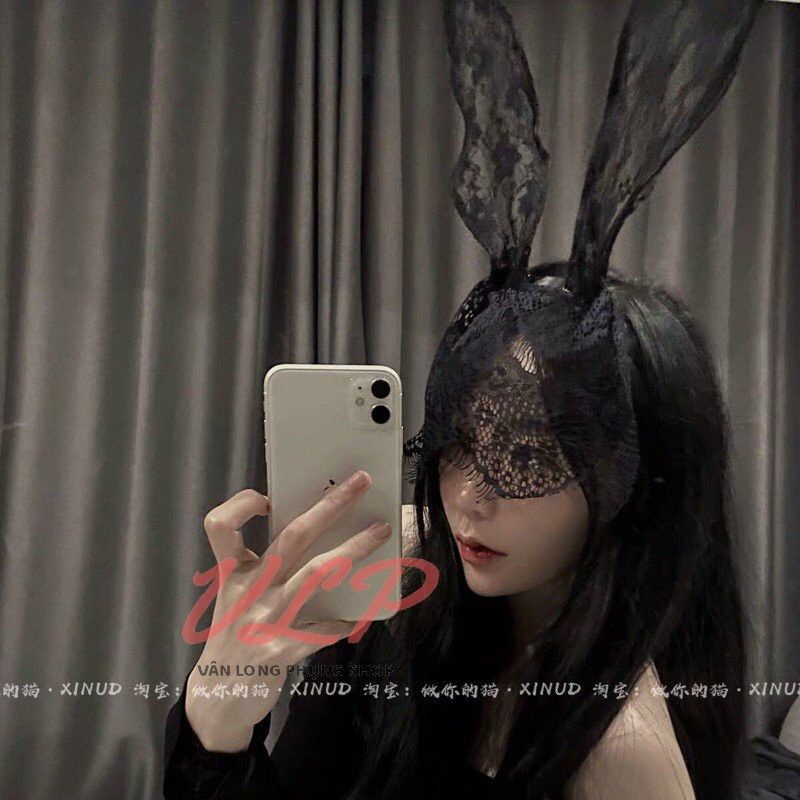 CÀI 3_Cài tóc / bờm tóc tai thỏ có màn ren che mặt sexy