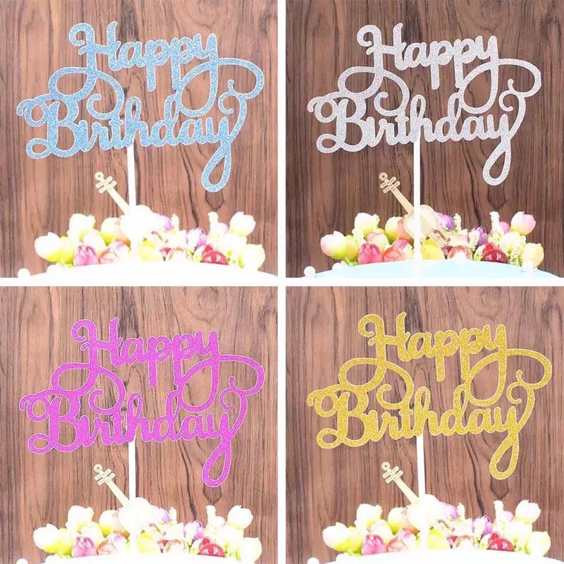 Que cắm Happy Birthday trang trí bánh sinh nhật