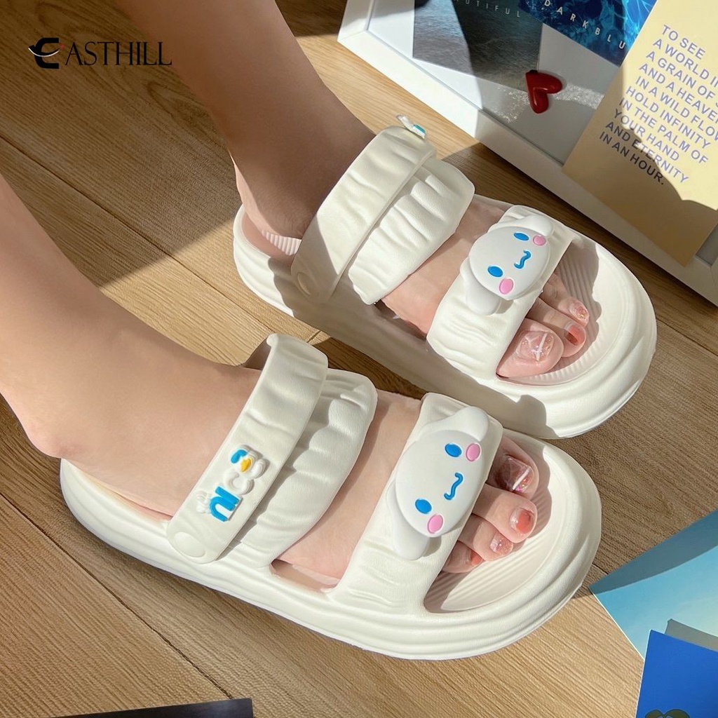 SANRIO Dép Sandal Đế Mềm Mùa Hè 2022 Phong Cách Hàn Quốc In Họa Tiết Chó Mèo Hoạt Hình Cinnamoroll Cho Nữ