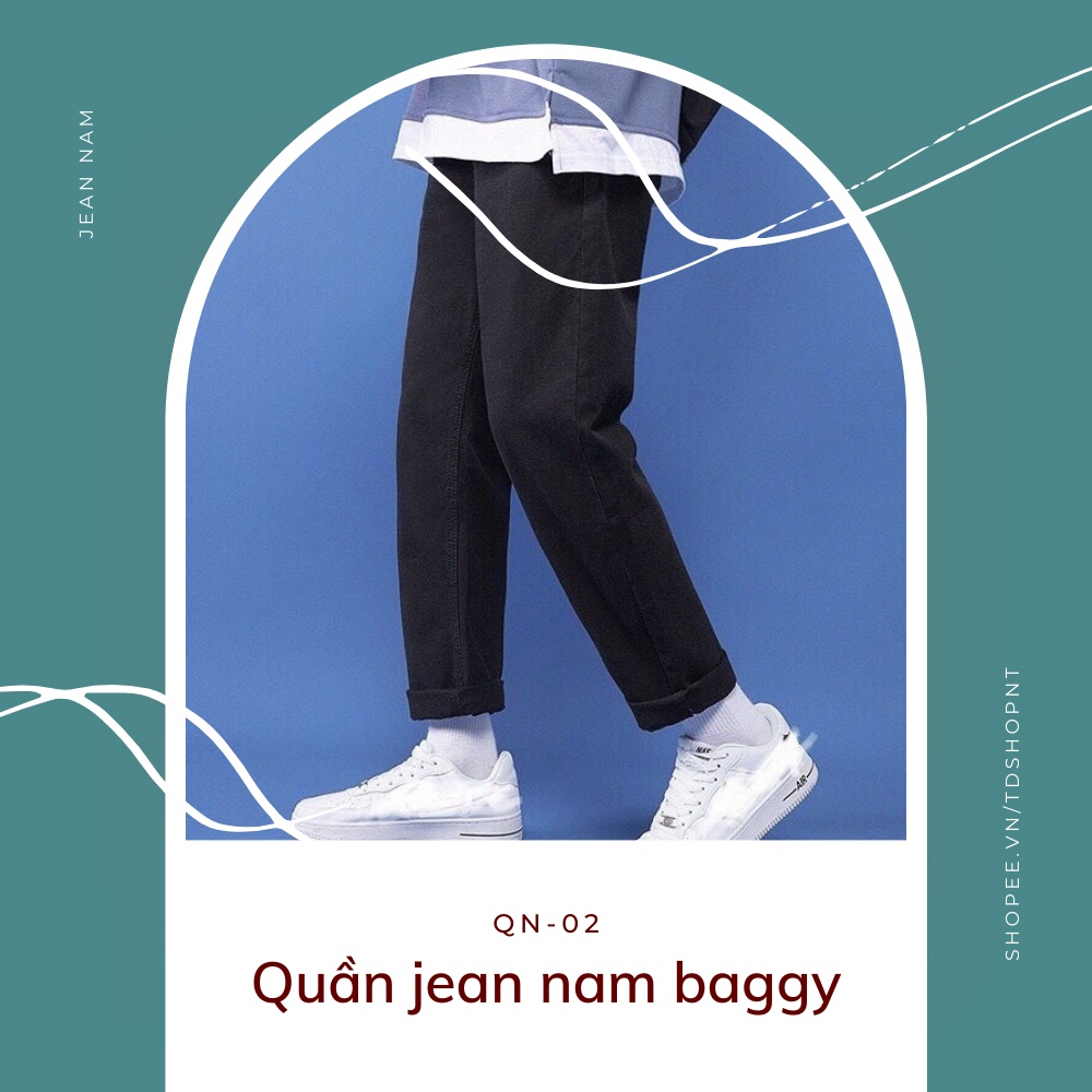 Quần Ống Rộng Quần Jeans Nam Rách Quần Ống Suông Baggy Đen | Tdshopnt - QN-02 | BigBuy360 - bigbuy360.vn