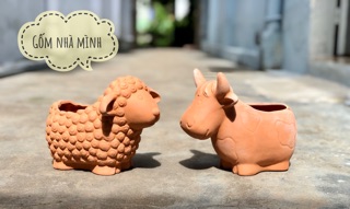 Chậu Cừu con đất nung