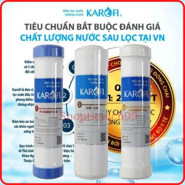 [TẶNG TAY VẶN] Lõi Lọc Nước Karofi, Bộ Lõi Lọc 123 Karofi Chính Hãng Giá Rẻ Lắp Cho Tất Cả Các Loại Máy Lọc Nước R/O.