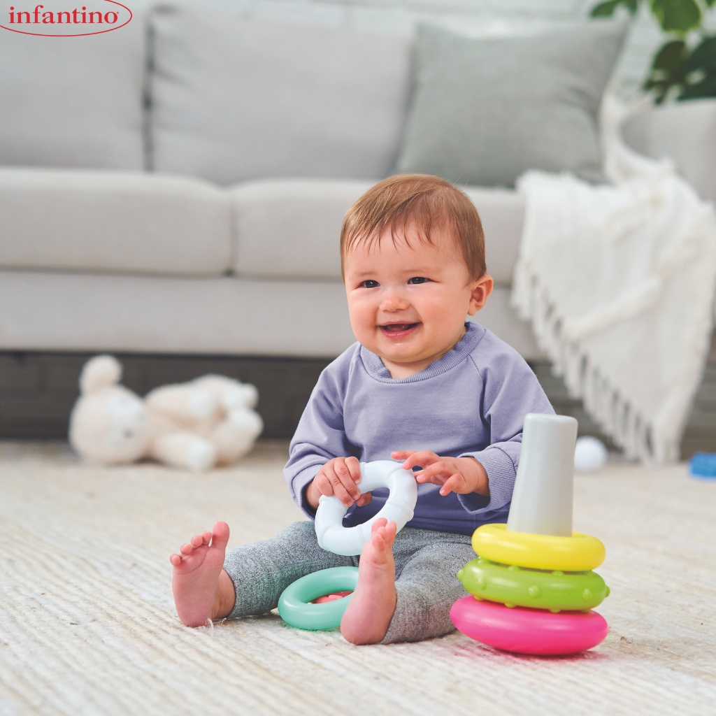 Đồ Chơi Tháp Xếp Chồng Infantino Vòng Tròn Nhiều Màu Sắc Cho Bé Giúp Kích Thích Thị Giác Bằng Nhựa ABS Cao Cấp An Toàn