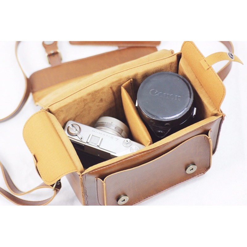 Túi da Tanie vintage chống sốc đựng máy ảnh/ iPad/ màu nâu sáng và nâu cho co hai khoá