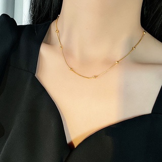 Vòng cổ xỏ hạt may mắn màu vàng độc đáo phong cách Hàn Quốc cho nữ