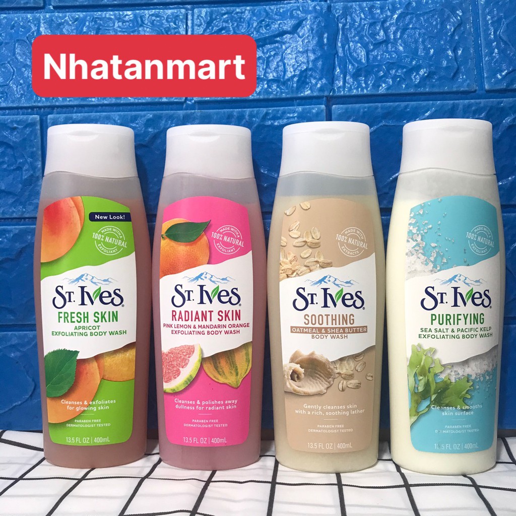 Sữa Tắm ST IVES Tẩy Tế Bào Chết BODY WASH USA (400-473ML)