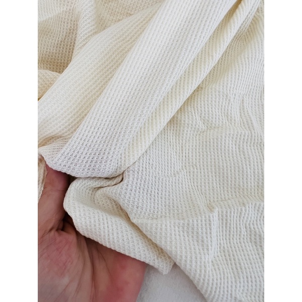 1,5m vải thun tổ ong màu kem