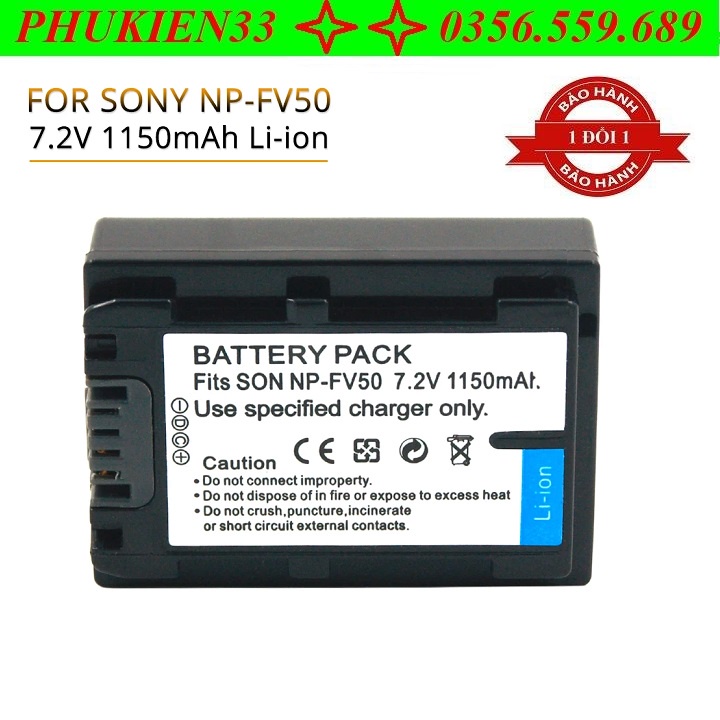 Pin Máy Ảnh Sony Np-Fv50 7.2V 1050mAh Dành cho Sony HDR-CX180E,HDR-CX360E,HDR-CX700E,HDR-XR160E,HDR-PJ10E