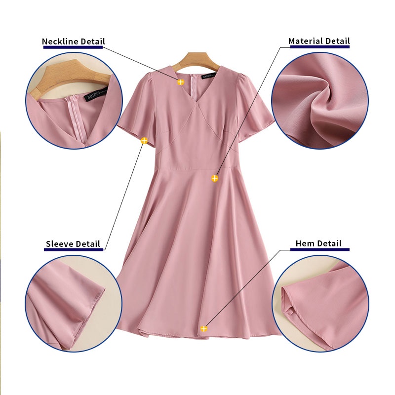 Đầm ZANZEA dáng ôm tay ngắn cổ chữ V thời trang cá tính