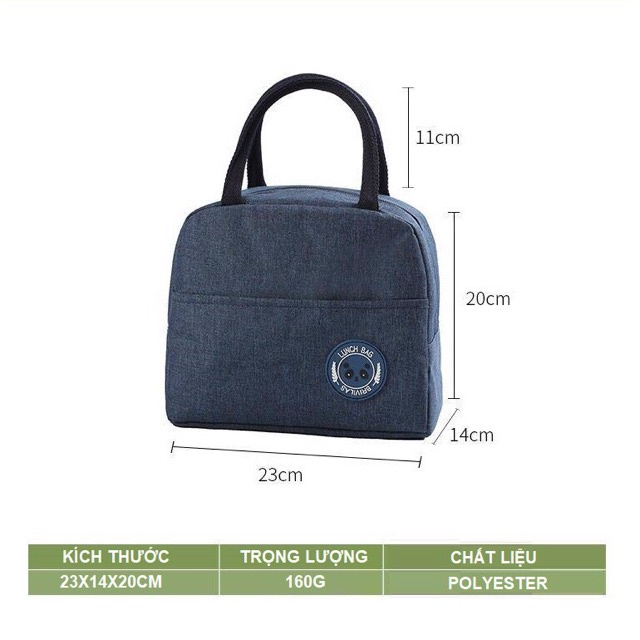 Túi Giữ Nhiệt Túi Đựng Cơm Thức Ăn Chống Nước kt 21x23x13cm chọn màu